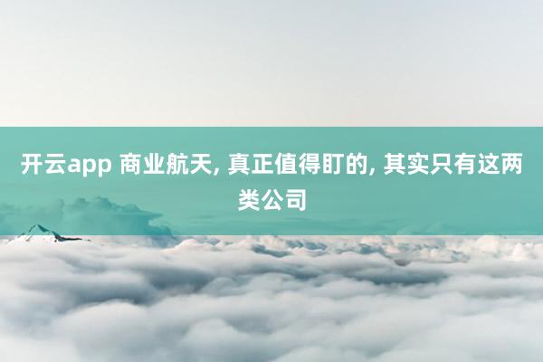 开云app 商业航天, 真正值得盯的, 其实只有这两类公司