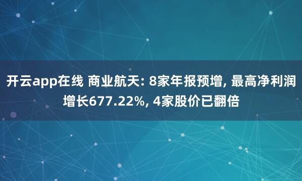 开云app在线 商业航天: 8家年报预增, 最高净利润增长677.22%, 4家股价已翻倍