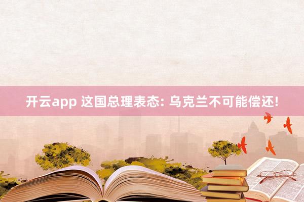 开云app 这国总理表态: 乌克兰不可能偿还!