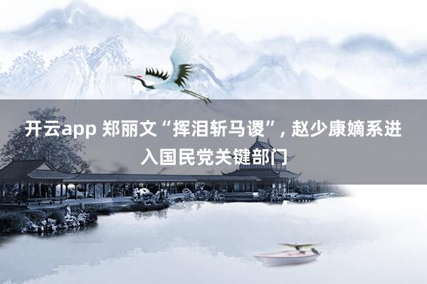 开云app 郑丽文“挥泪斩马谡”, 赵少康嫡系进入国民党关键部门