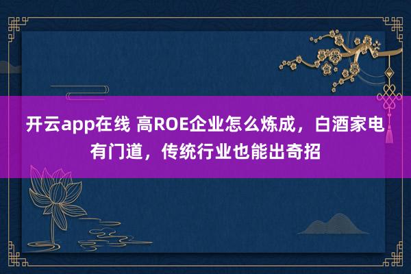 开云app在线 高ROE企业怎么炼成,白酒家电有门道,传统行业也能出奇招