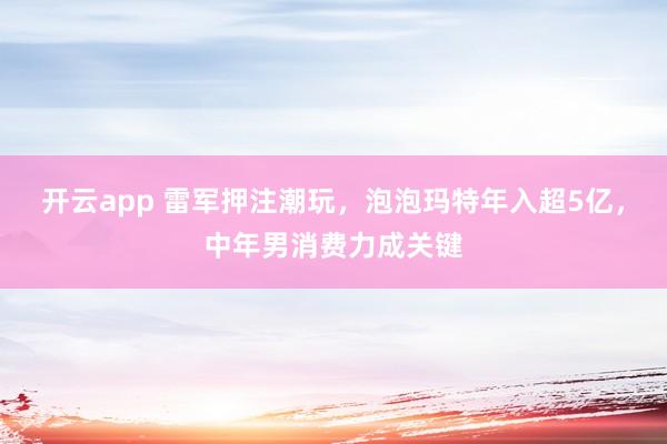 开云app 雷军押注潮玩,泡泡玛特年入超5亿,中年男消费力成关键