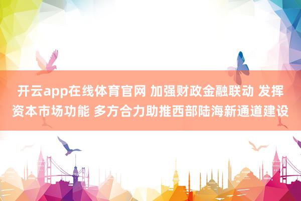 开云app在线体育官网 加强财政金融联动 发挥资本市场功能 多方合力助推西部陆海新通道建设