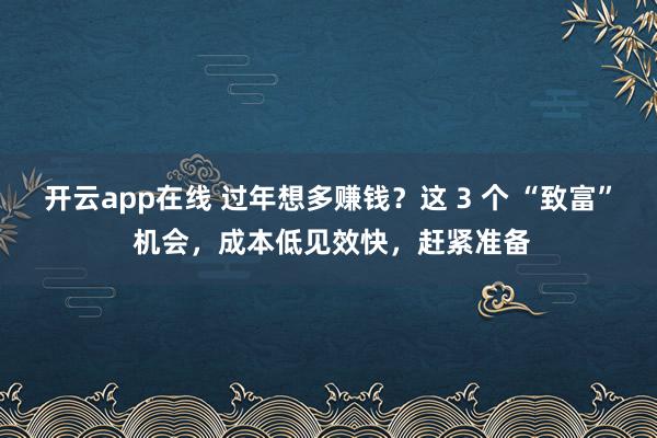 开云app在线 过年想多赚钱？这 3 个 “致富” 机会，成本低见效快，赶紧准备