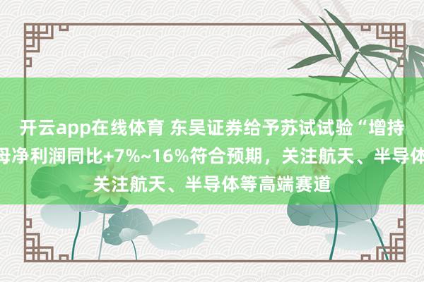 开云app在线体育 东吴证券给予苏试试验“增持”评级：归母净利润同比+7%~16%符合预期，关注航天、半导体等高端赛道