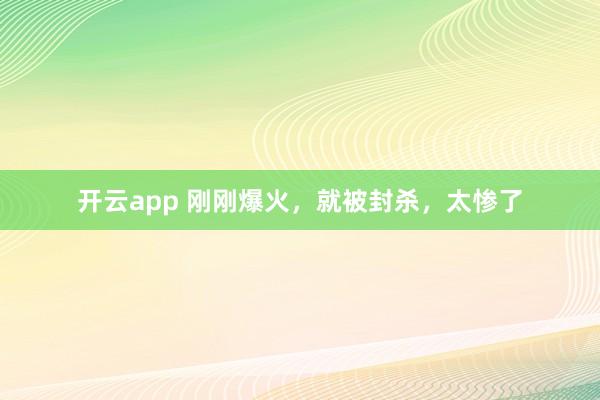 开云app 刚刚爆火,就被封杀,太惨了