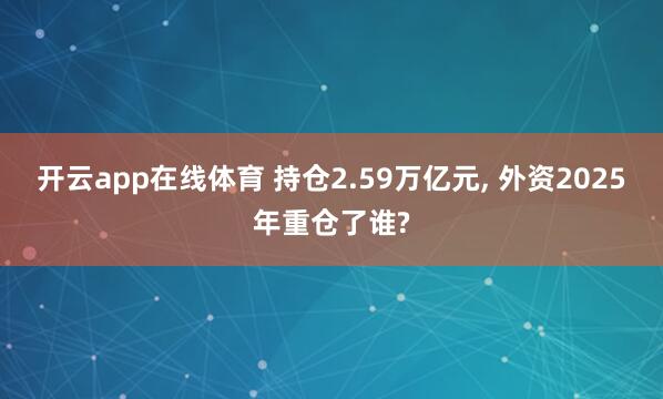 开云app在线体育 持仓2.59万亿元, 外资2025年重仓了谁?