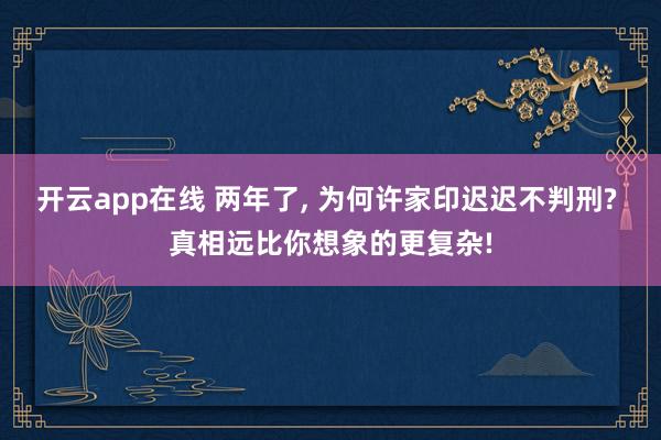 开云app在线 两年了， 为何许家印迟迟不判刑? 真相远比你想象的更复杂!