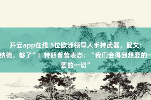 开云app在线 5位欧洲领导人手持武器,配文:“唐纳德,够了”!特朗普曾表态:“我们会得到想要的一切”