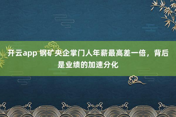 开云app 钢矿央企掌门人年薪最高差一倍，背后是业绩的加速分化